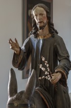 Christ on the palm donkey, wooden figure from around 1880, Dominican convent in Wettenhausen,