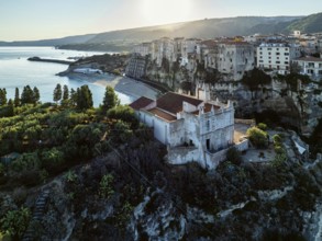 Tropea from a drone, Tyrrhenian Sea, Calabria, Italy, Europe