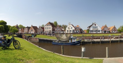 Panoramab, cutter harbour, Greetsiel, Krummhörn, East Frisia, Germany, Europe