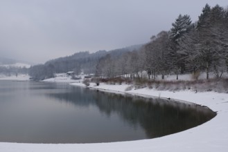 Winter landscape at the Hennesee, Hennetalsperre, Naturpark Sauerland-Rothaargebirge, Meschede,