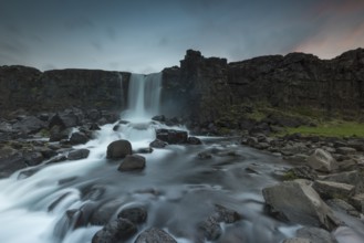 Öxarárfoss waterfall, Öxará River, Þingvellir or Thingvellir or Pingvellir, Rift Valley, National