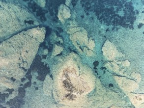 Rocky coast detail. Aerial view. Drone shot. Nature Reserve Cabo de Gata-Nijar, Almería province,