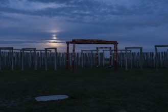 Super moon illuminates Pömmelte ring shrine, Pömmelte, Saxony-Anhalt, Germany, Europe