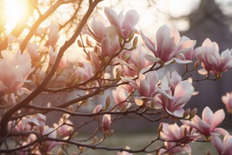 Magnolia flowers on tree. KI generiert, generiert AI generated