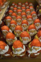 Display in shelf of wholesale retail of chocolate santa clauses chocolate santa clauses santa claus