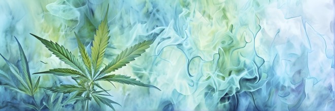 Abstract painting symbolizing the tranquil impact of cannabis in swirling soft pastel hues, AI