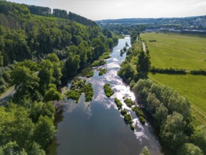 The Ruhr near Wickede, renaturalised, since 2013 river sections of the Ruhr that were previously