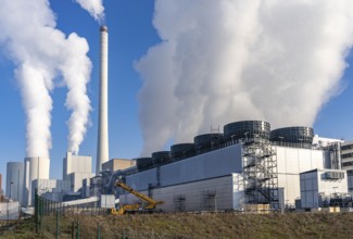 The STEAG combined heat and power plant in Herne-Baukau, hard coal-fired power plant, in front the