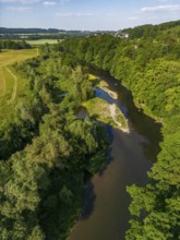 The Ruhr near Wickede, renaturalised, since 2013 river sections of the Ruhr that were previously