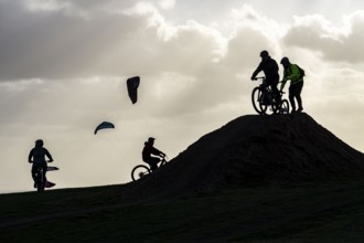 Mountain bike trail with jumps, downhill trail, on the Norddeutschland spoil tip in