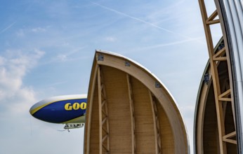 The Zeppelin NT, newly stationed at Essen/Mülheim Airport, undertakes sightseeing flights over the