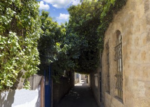 Israel, Jerusalem old narrow streets of Nahlaot historic neighborhood with many small synagogues,