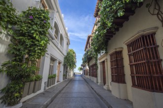 Famous colonial Cartagena Walled City (Cuidad Amurrallada) and its colorful buildings in historic