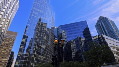 Canada, Montreal panoramic skyline in downtown financial, business and technology city center,