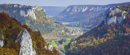 Werenwag Castle, Upper Danube nature park Park, Swabian Alb, Baden-Wuerttemberg, Germany, Europe