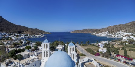 The church of St George in the harbour town of Katapola, Amorgos, Cyclades, Greece, Europe