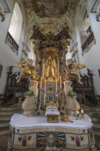 Altar of the Virgin Mary, altar of grace of the pilgrimage basilica Maria Brünnlein in rococo style