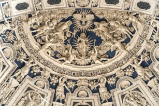 Baroque stucco work on the vault of the west choir in the interior of St Peter's Cathedral, UNESCO