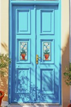 Traditional house door, Halki Island, Dodecanese Islands, Greeece