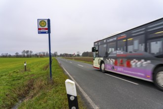 Bus stop Wiggers, in the countryside, near Sendenhorst, line R55, RVM Regionalverkehr Münsterland,