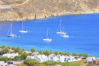 Livadi bay, high angle view, Livadi, Serifos Island, Cyclades Islands, Greece, Europe