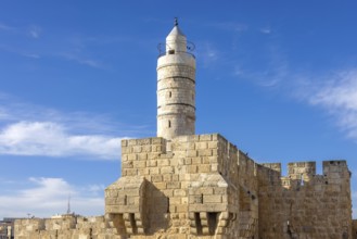 Jerusalem, Israel, landmark citadel Migdal David Tower of David in Old City near Jaffa Gate, Asia