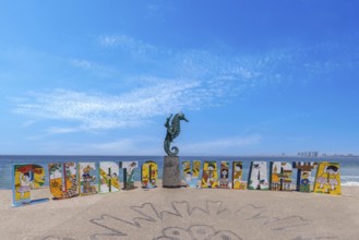 Mexico, Puerto Vallarta sea promenade El Malecon with ocean lookouts and beaches, Central America