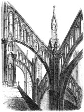 Large-scale buttresses of the Gothic cathedral of Amiens, Notre Dame d'Amiens, France, historical