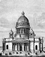 St Isaac's Church in St Petersburg in Russia in 1880, Historical, digital reproduction of an