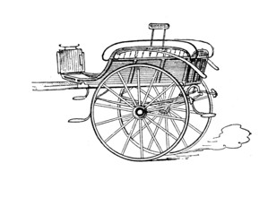 Carriage, gig, one-horse, two-wheeled open carriage with fork drawbar for one horse, illustration