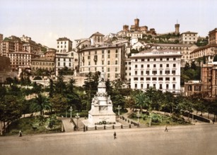 Piazza Acquaverde, Green Water Plaza, Genoa, Italy, Genoa, Italy, Historic, digitally restored