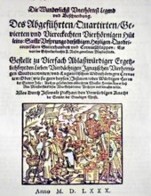 Title of the first edition of Fischart's Jesuiterhütlein, Die Wunderlichst Vnerhoertest Legend vnd