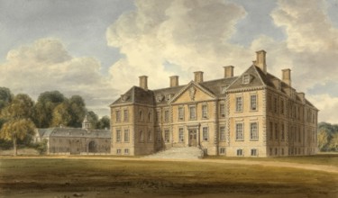 South-east view of Belton House, Lincolnshire, the Seat of the Earl Brownlow, England, digitally