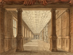 Interior View of the Gallery of Hatfield House, a country house set in a large park, the Great