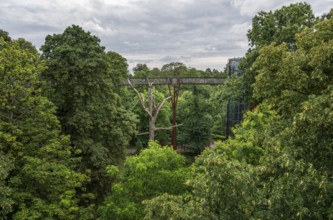 Lift to the Treetop Walkway, steel structure, Royal Botanic Gardens (Kew Gardens), UNESCO World