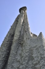 Pyramids of Euseigne, Valais, Wallis, Switzerland. Rocks of harder stone stacked on top of