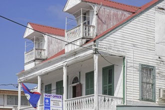 The old wooden Post Office in colonial style in Belize City, Caribbean, Central America