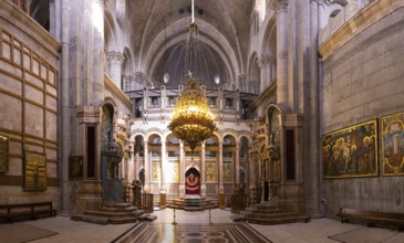 Jerusalem, Israel, 17 April, 2022: Church of the Holy Sepulchre in Old City of Jerusalem, Golgotha