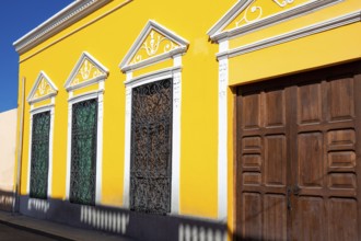 Scenic colorful colonial Merida streets in Mexico, Yucatan