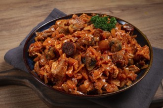 Bigos, bigus is a national Polish dish, made of cabbage and meat, stewed, homemade, no people