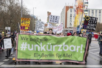 Front banner We are all #unkürzbar! A Berlin for all! at the #unkürzbar! Demonstration against the