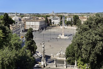 Flaminio obelisk, Piazza del Popolo, behind St Peter's Basilica, Rome, Lazio, Italy, Europe