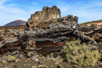 Lava masses, volcanic environment of the Timanfaya Fire Mountains, Lanzarote, Canary Islands,