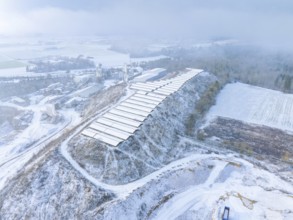 Snow-covered agricultural landscape with fields on hills and surrounding land, Nagold, Black