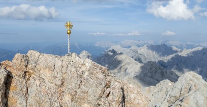 Summit cross, Zugspitze, high mountains, Bavaria, Germany, Europe