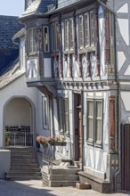 Duchscherer Haus, historic half-timbered house from the early Baroque period, façade with bay