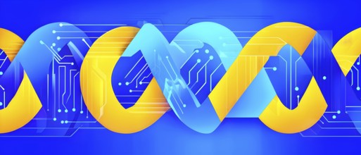 Looping animation of interlocking geometric shapes that morph into circuits, symbolizing AI logic