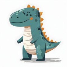 Simple cartoon dinosaur with a white background, abstract illustration, AI generated