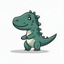 Simple cartoon dinosaur with a white background, abstract illustration, AI generated