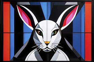 Abstract black icon of an Easter bunny, AI generated